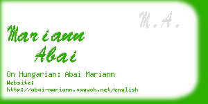 mariann abai business card